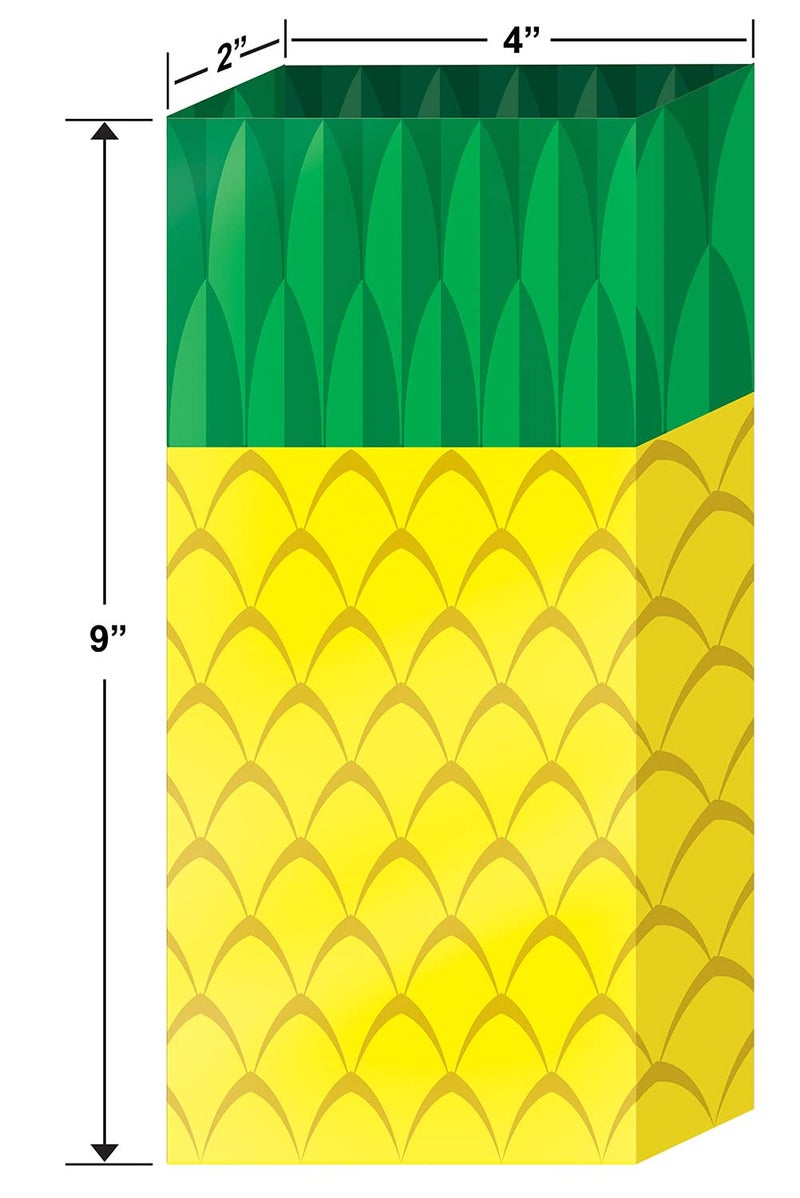 Beistle 75 Piece Tropical Treat Favor Bags - Luau Party Pineapple Cello Candy Bags With Twist Ties, Yellow/Green - Image 3